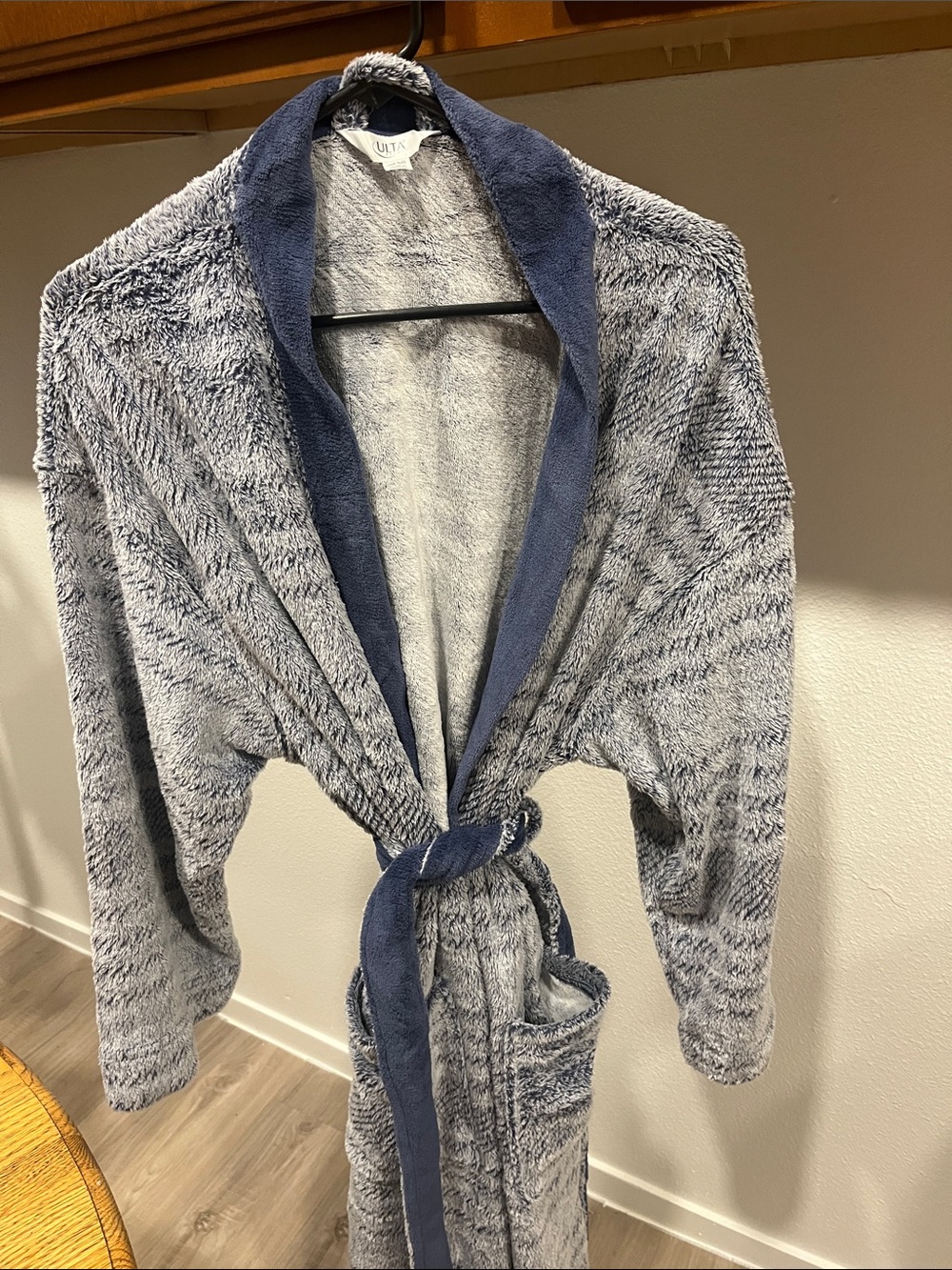 Ulta Beauty Plush Shawl Collar Robe in Heathered Gray and Navy